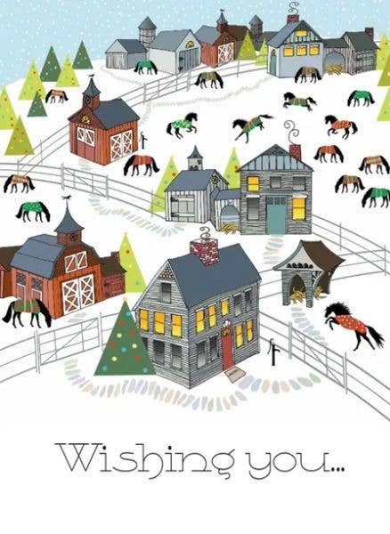 Horse Hollow Press - Horse Boxed Christmas Cards / New England Scene/ 8 Holiday