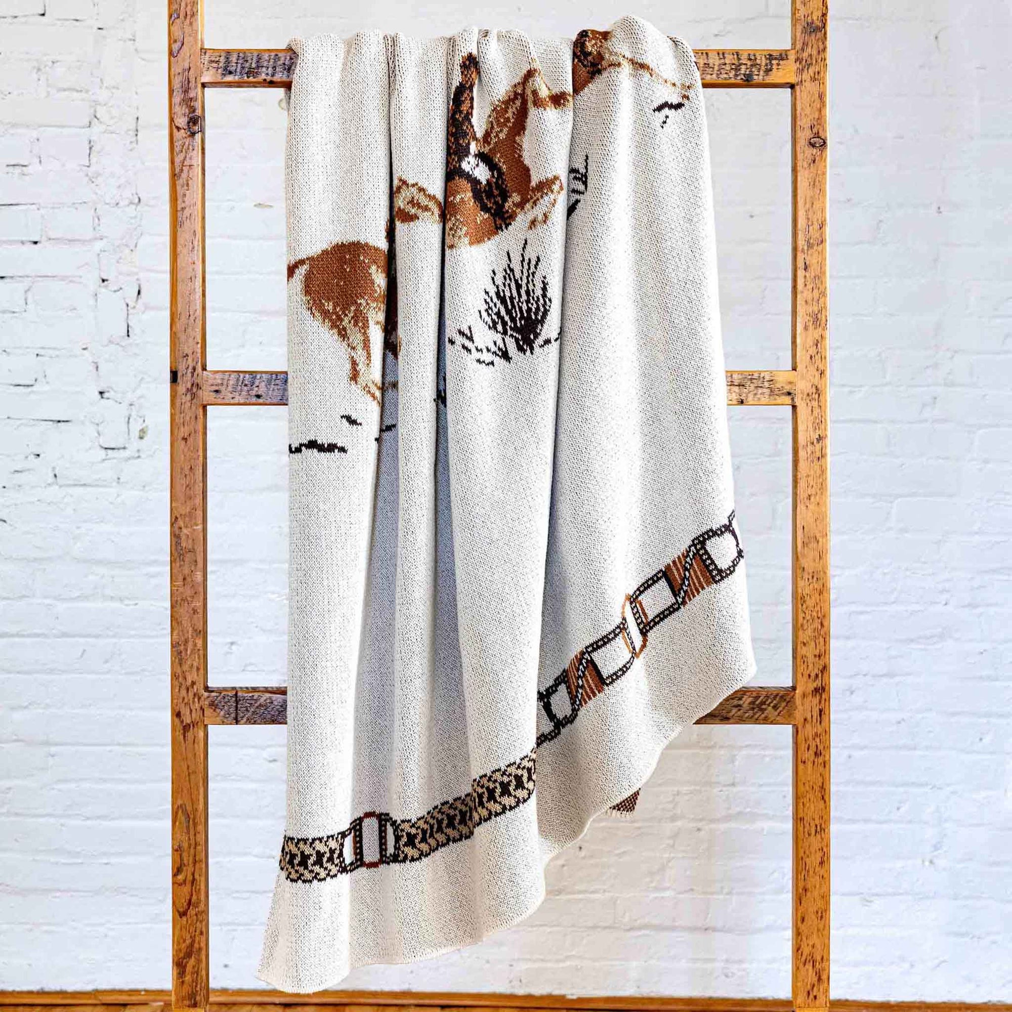 In2Green - Equestrian Full Gallop - Cotton Sustainable Knit Traditional Throw Blanket