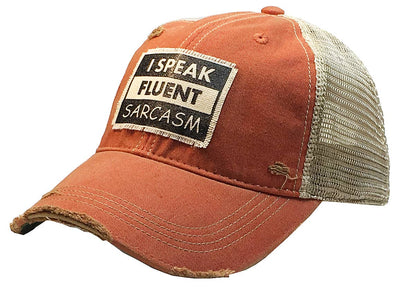 Vintage Life - I Speak Fluent Sarcasm Distressed Trucker Cap - Exceptional Equestrian