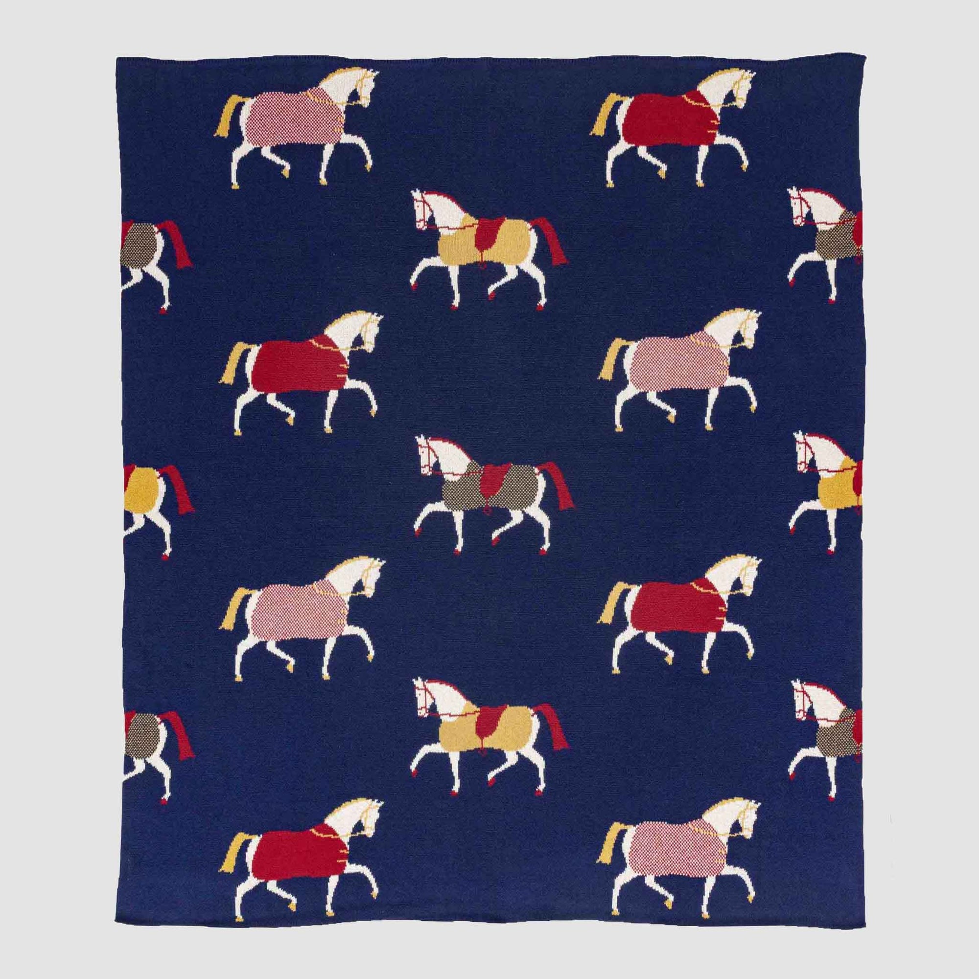 In2Green - Equestrian Cavalcade - Cotton Sustainable Knit Traditional Throw Blanket