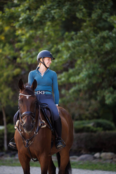 Huston x Ellany - Teal Lyndon - 1.5" Gold Stirrup Elastic Belt