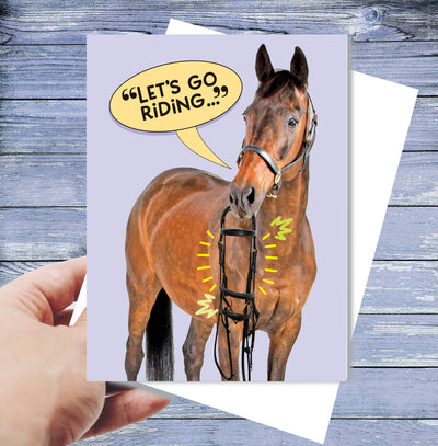 Horse Hollow Press - Horse Greeting Birthday Card / Let's Go Riding Funny Card