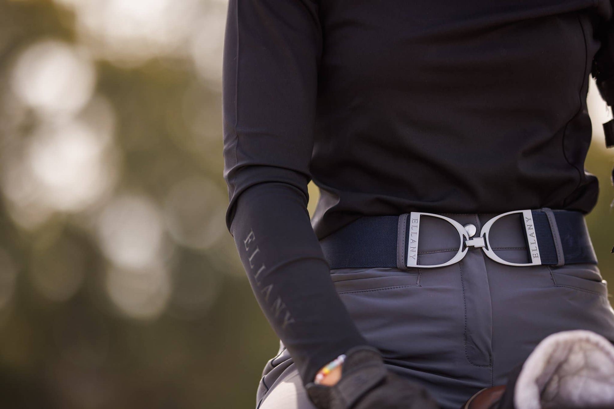 Ellany - Navy - 2" Gunmetal Stirrup Equestrian Elastic Belt