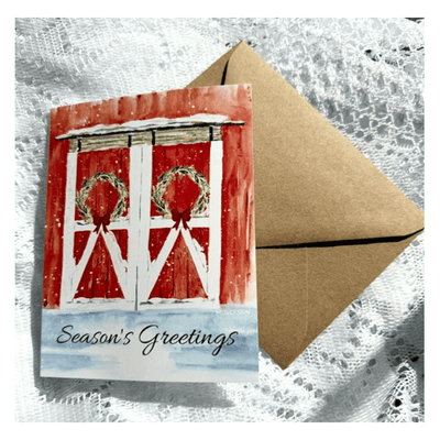 Forever Caroline - Holiday Greeting Card w/ Farmhouse Art and Inside Message