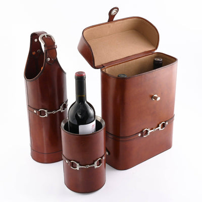 Vagabond House - Premium Genuine Leather Bit Wine Bottle Chiller  - Stainless Lined