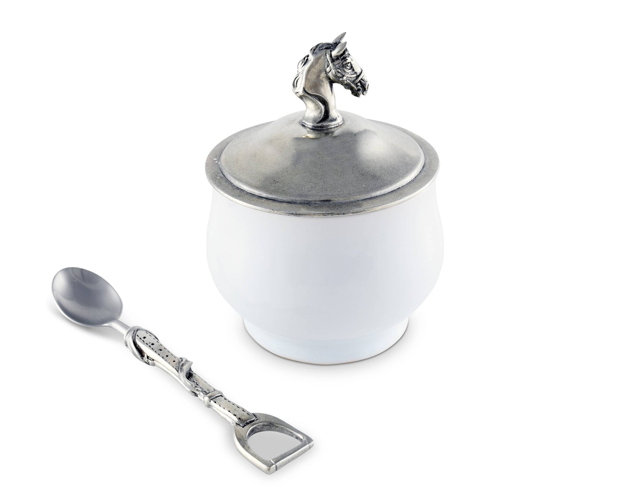 Vagabond House - Equestrian Sugar Bowl and Spoon - Exceptional Equestrian