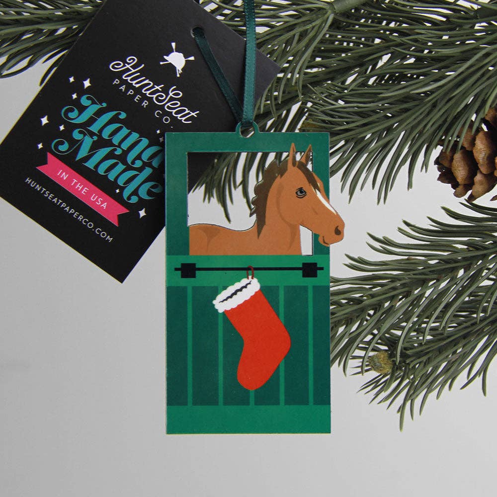 Hunt Seat Paper Co. - Chestnut Horse Barn Door Ornament