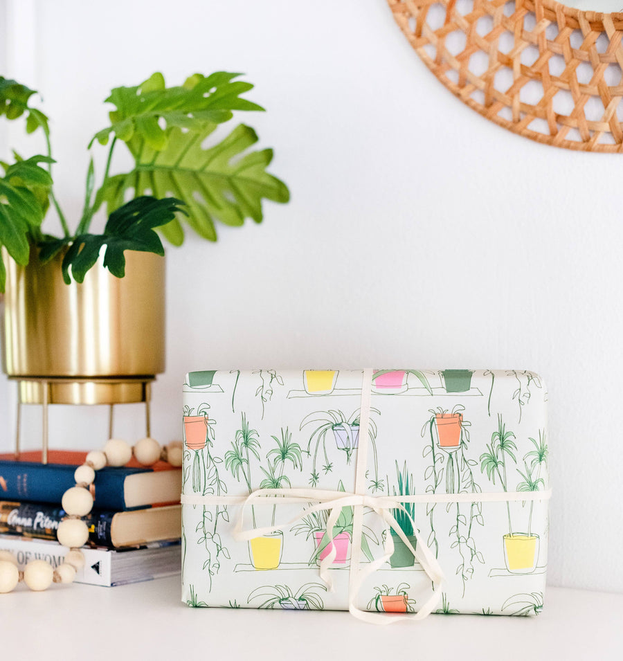 Steel Petal Press - House Plants Gift Wrapping Paper - Roll of 3 Sheets