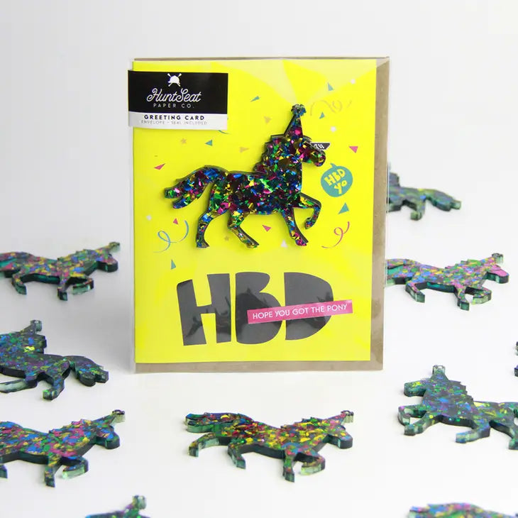 Hunt Seat Paper Co. - HBD Pony Charm Equestrian Horse Greeting Card