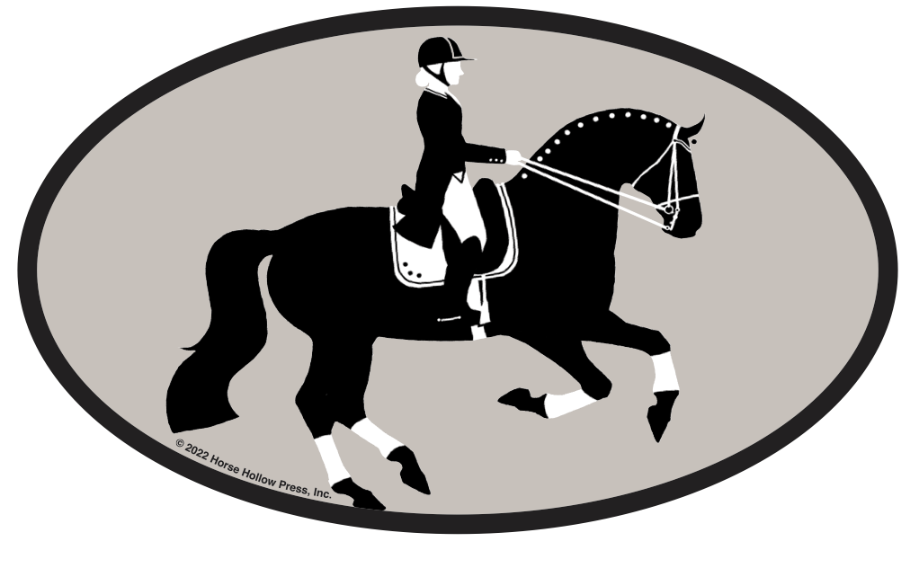 Horse Hollow Press - Oval Equestrian Horse Sticker / Piaffe Dressage / WATERPROOF