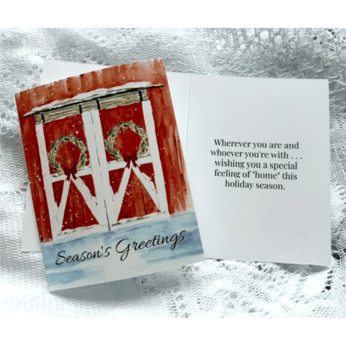 Forever Caroline - Holiday Greeting Card w/ Farmhouse Art and Inside Message