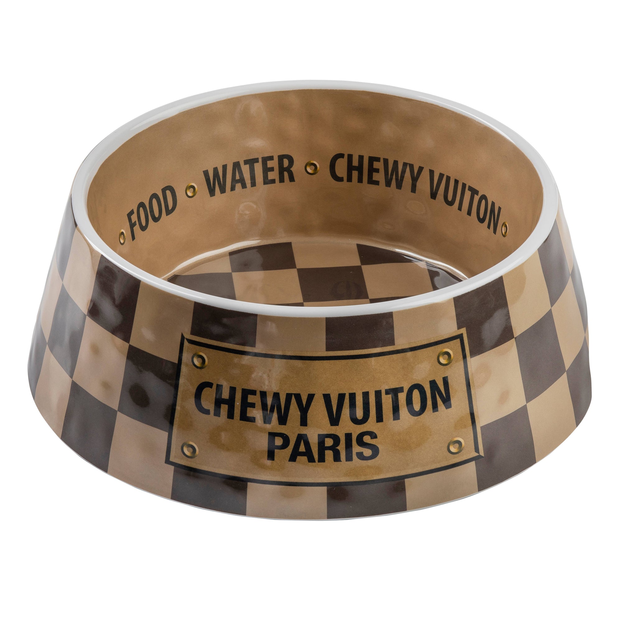 Haute Diggity Dog - Checker Chewy Vuiton Bowl - 3 Sizes!! Dog Bowls - Exceptional Equestrian