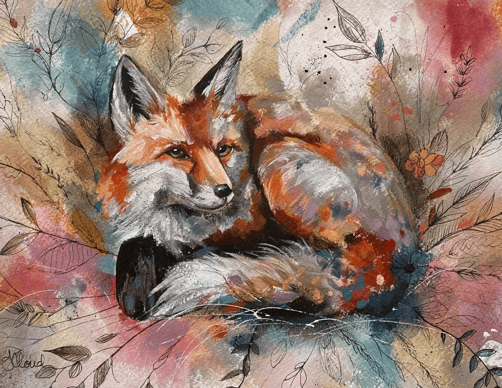 Forever Caroline - Cozy Woodlands Fox All-Occasion Greeting Card | Wildlife Art