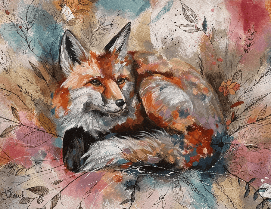 Forever Caroline - Cozy Woodlands Fox All-Occasion Greeting Card | Wildlife Art