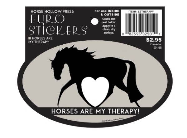 Horse Hollow Press - Oval Equestrian Horse Sticker: Horses Are My Therapy - Exceptional Equestrian 