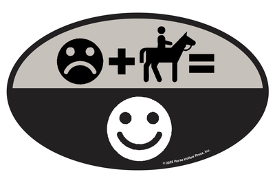 Horse Hollow Press - Oval Equestrian Horse Sticker: Frown + Ride = Smile - Exceptional Equestrian