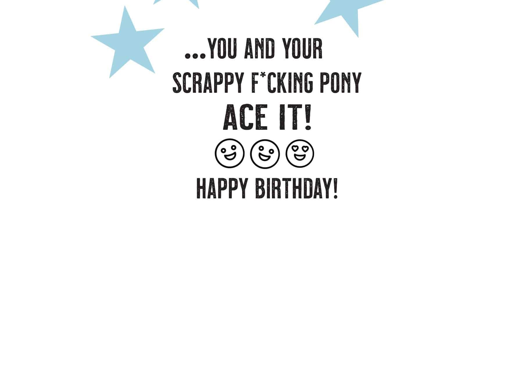 Horse Hollow Press - Horse Greeting Birthday Card / Scrappy / Cursing & Crass