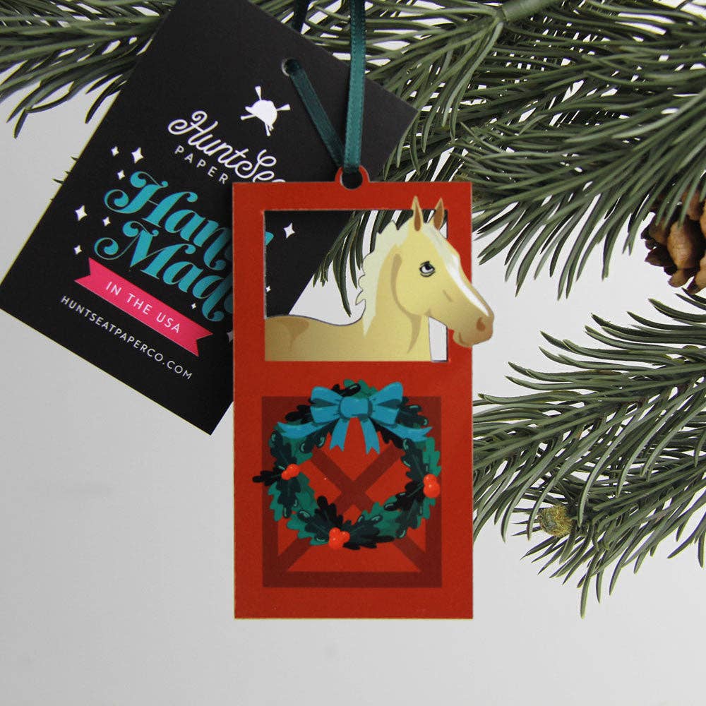 Hunt Seat Paper Co. - Palomino Horse Barn Door Ornament