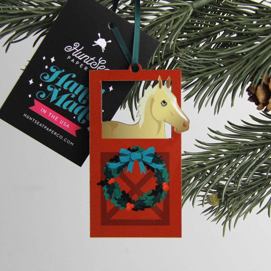 Hunt Seat Paper Co. - Palomino Horse Barn Door Ornament