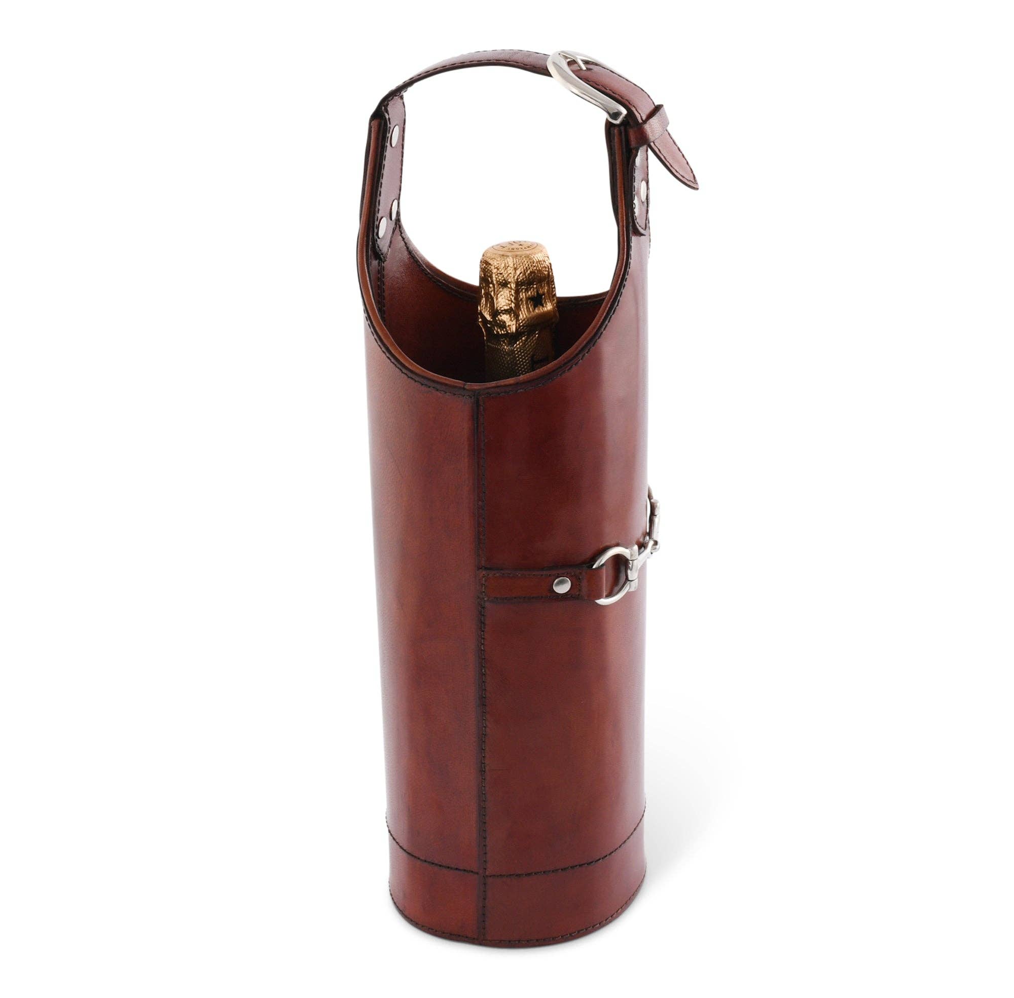 Vagabond House - Premium Genuine Leather Bit Single Wine Bottle Carrier