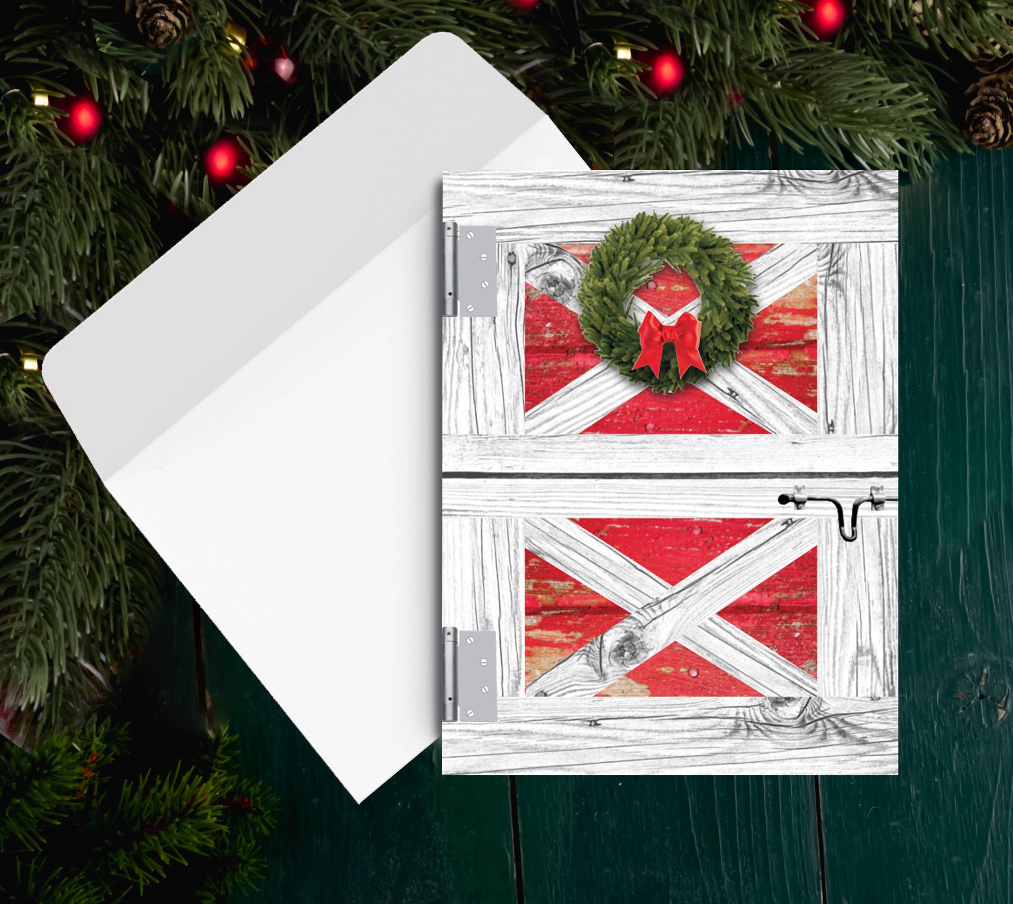 Horse Hollow Press - Horse Christmas Card / Barn Door / Holiday Greeting Card