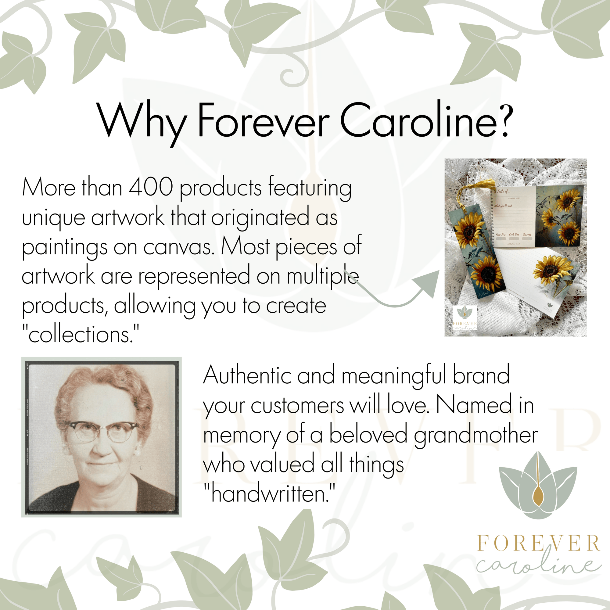 Forever Caroline - Holiday Greeting Card w/ Farmhouse Art and Inside Message
