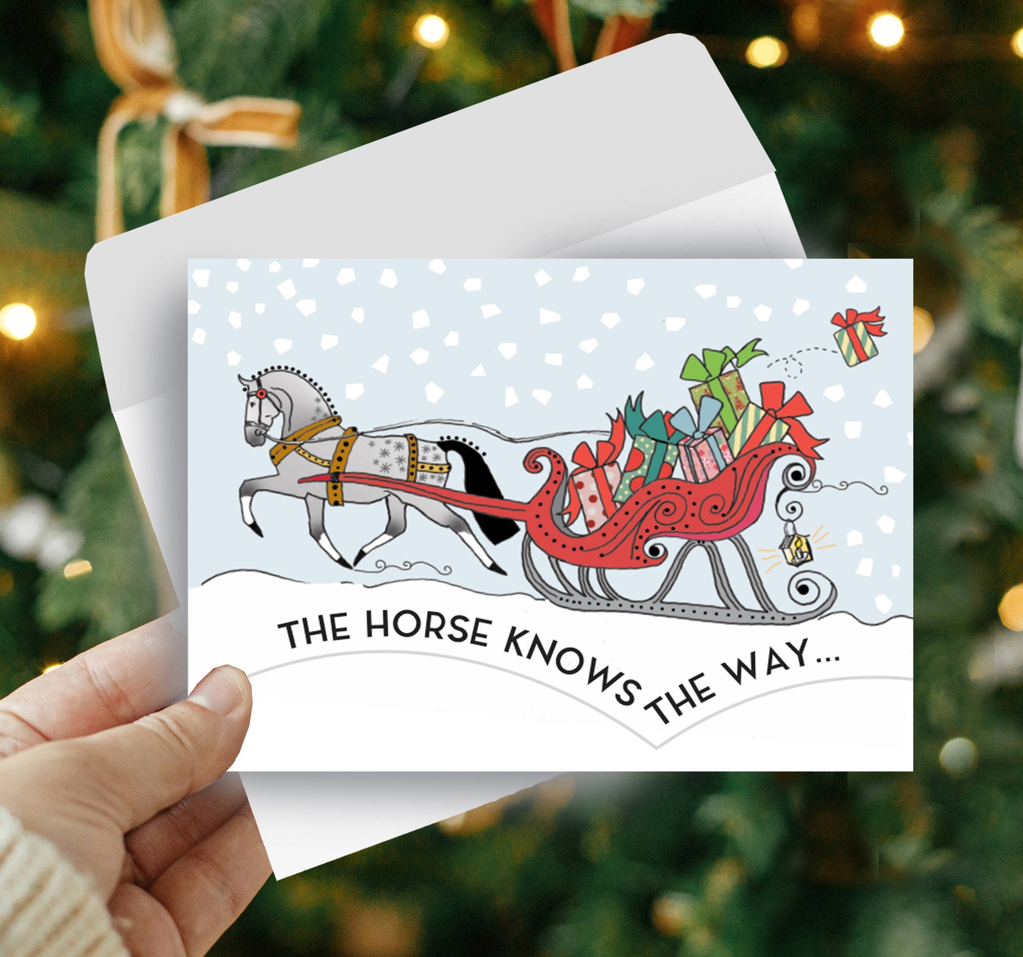 Horse Hollow Press - Horse Christmas Card / Santa Knows / Holiday Greeting Card