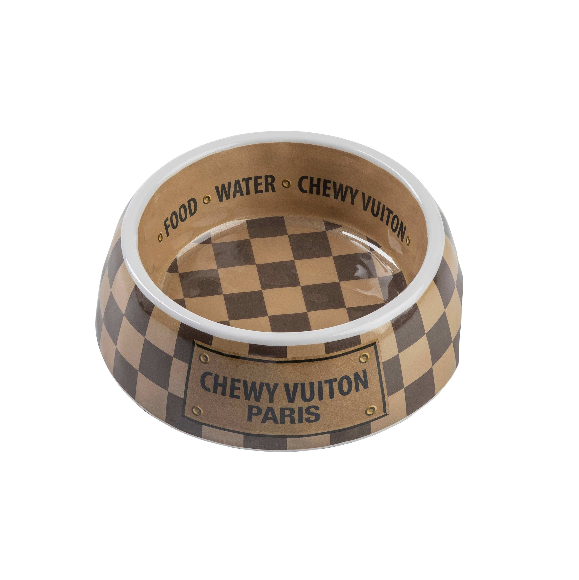 Haute Diggity Dog - Checker Chewy Vuiton Bowl - 3 Sizes!! Dog Bowls - Exceptional Equestrian