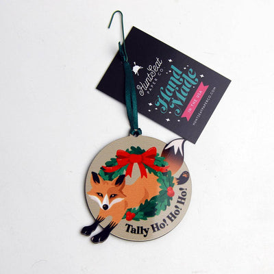 Hunt Seat Paper Co. - Tally Ho! Ho! Ho! Holiday Fox Christmas Tree Ornament - Exceptional Equestrian