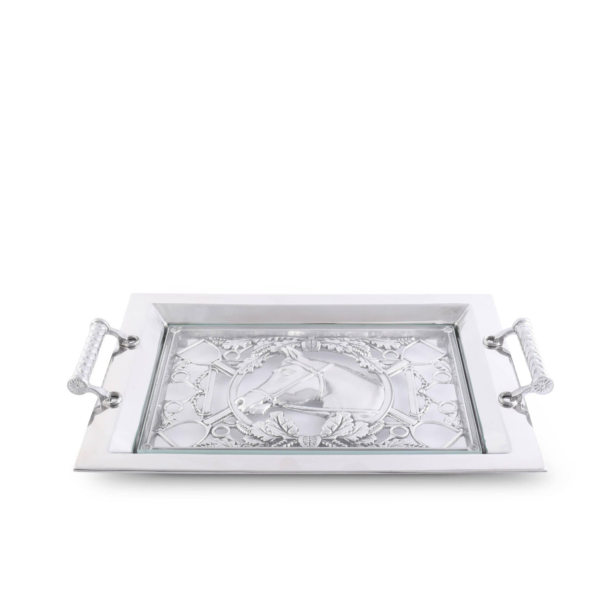Arthur Court - Equestrian Horse Glass Top Serving Tray