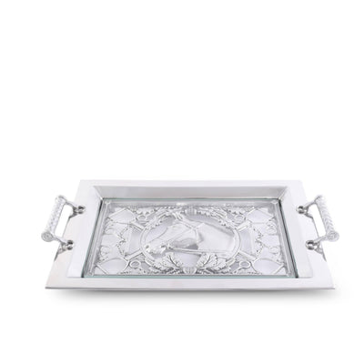 Arthur Court - Equestrian Horse Glass Top Serving Tray