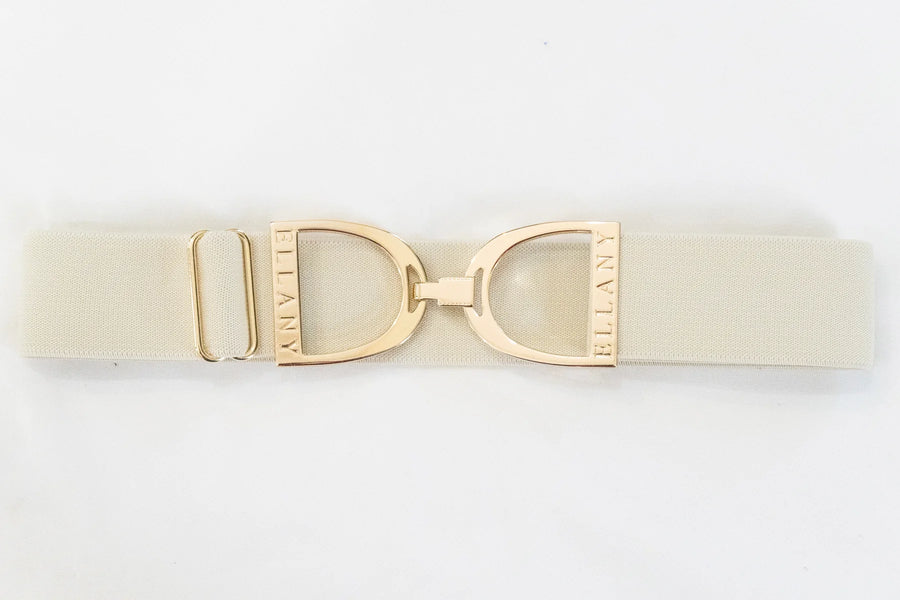 ELLANY - Buttercream - 1.5" Gold Stirrup Elastic Belt