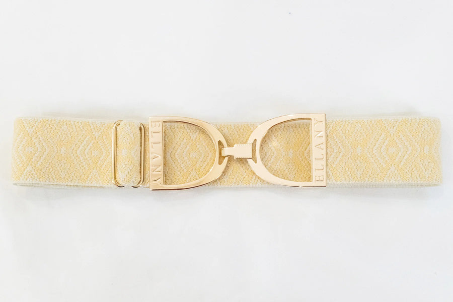 ELLANY - Buttercream Tribal - 1.5" Gold Stirrup Elastic Belt