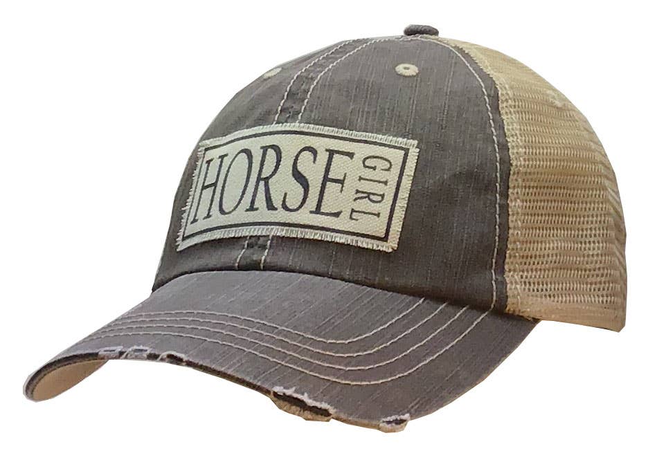 Vintage Life - Horse Girl Distressed Trucker Cap - Light Brown