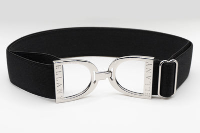 Huston x Ellany - Black - 1.5" Silver Stirrup Equestrian Elastic Belt