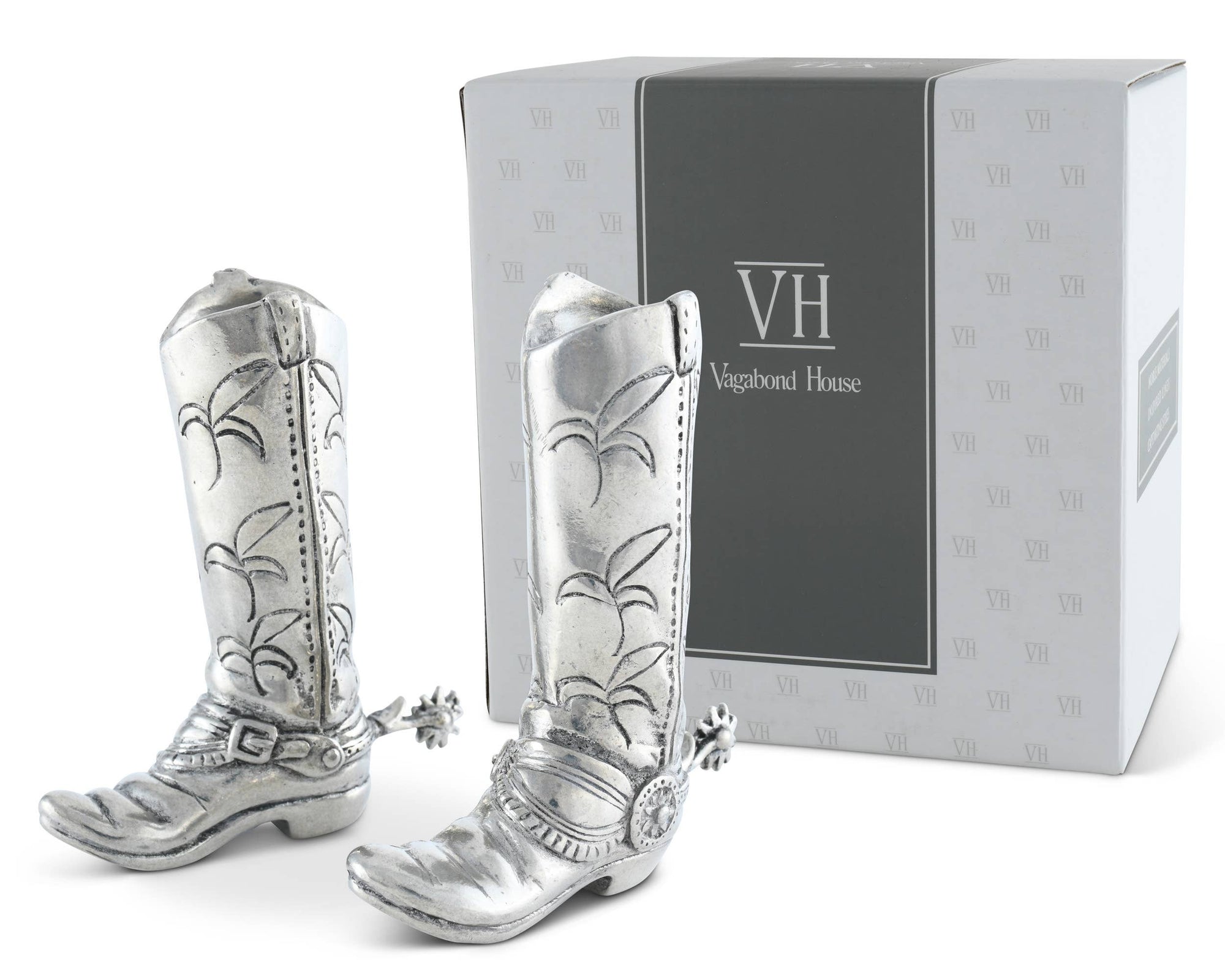 Vagabond House - Pewter Cowboy Boot Salt & Pepper Set - Exceptional Equestrian