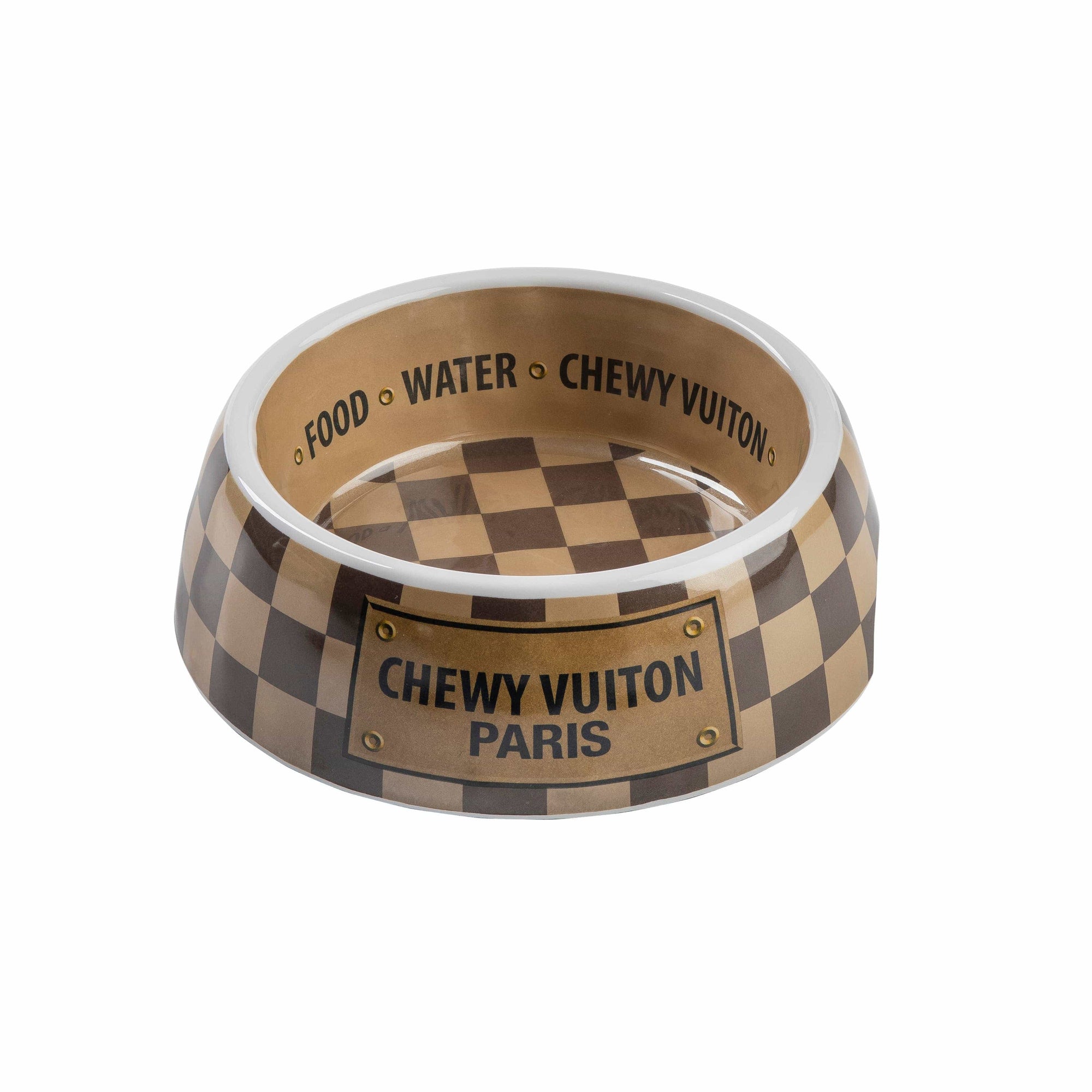Haute Diggity Dog - Checker Chewy Vuiton Bowl - 3 Sizes!! Dog Bowls - Exceptional Equestrian