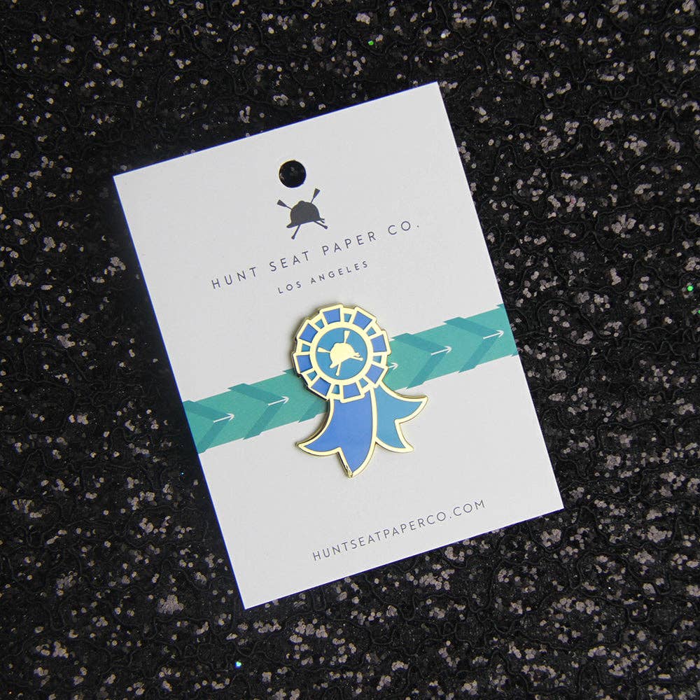 Hunt Seat Paper Co. - Winner Pony Pin - Equestrian Blue Ribbon Lapel Pin for Gift