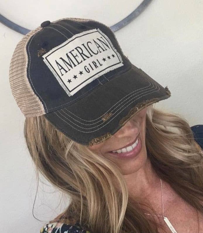 Vintage Life - American Girl Distressed Trucker Hat Baseball Cap