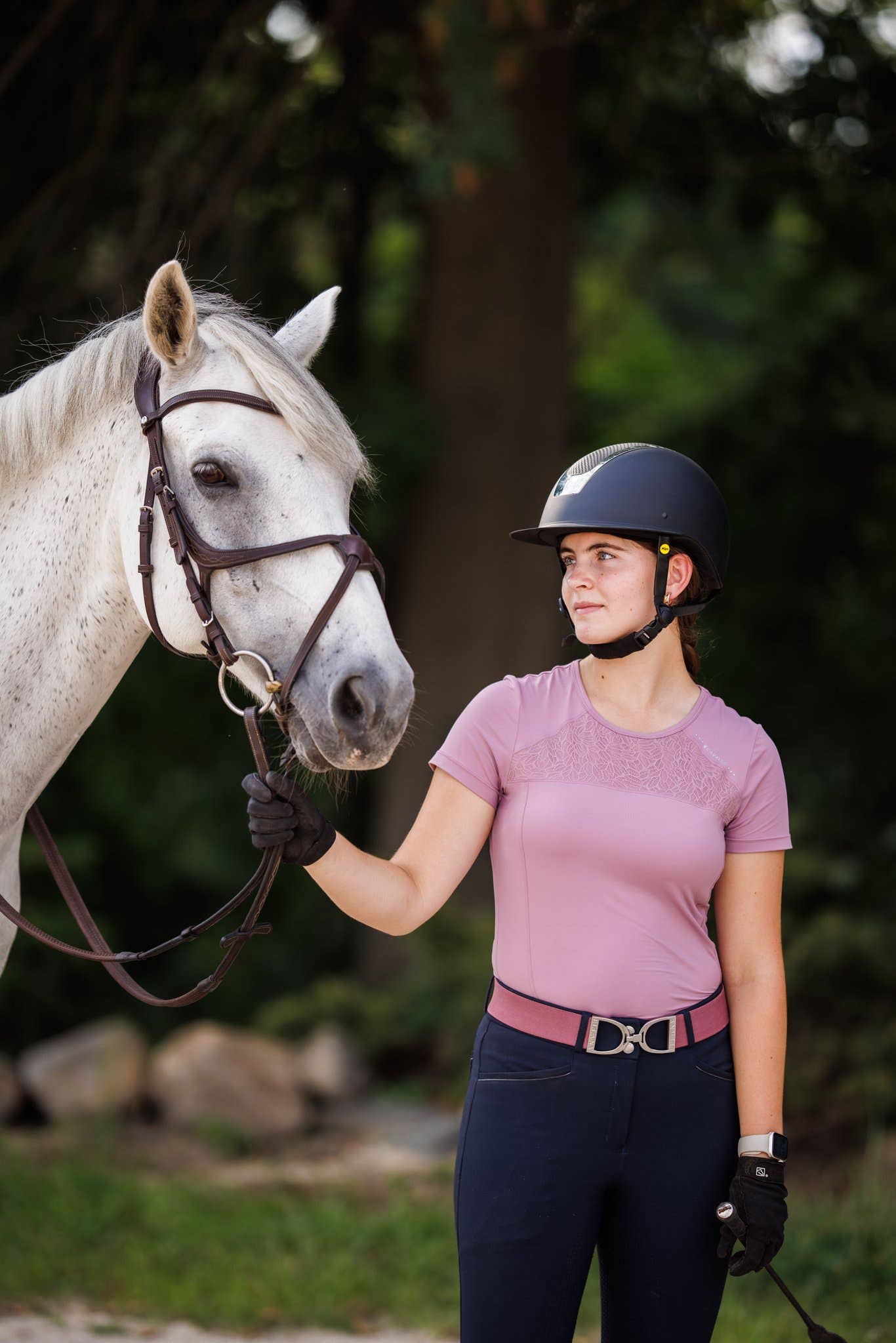 Huston x Ellany - Berry - 1.5" Silver Stirrup Elastic Belt