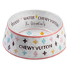 Haute Diggity Dog - White Chewy Vuiton Dog Bowl - 3 Sizes!! Dog Food Bowl - Exceptional Equestrian