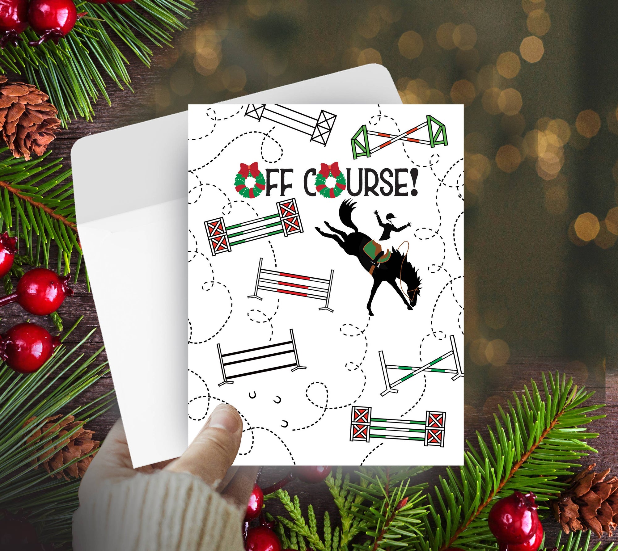 Horse Hollow Press - Horse Christmas Card / Off Course / Holiday Greeting Card