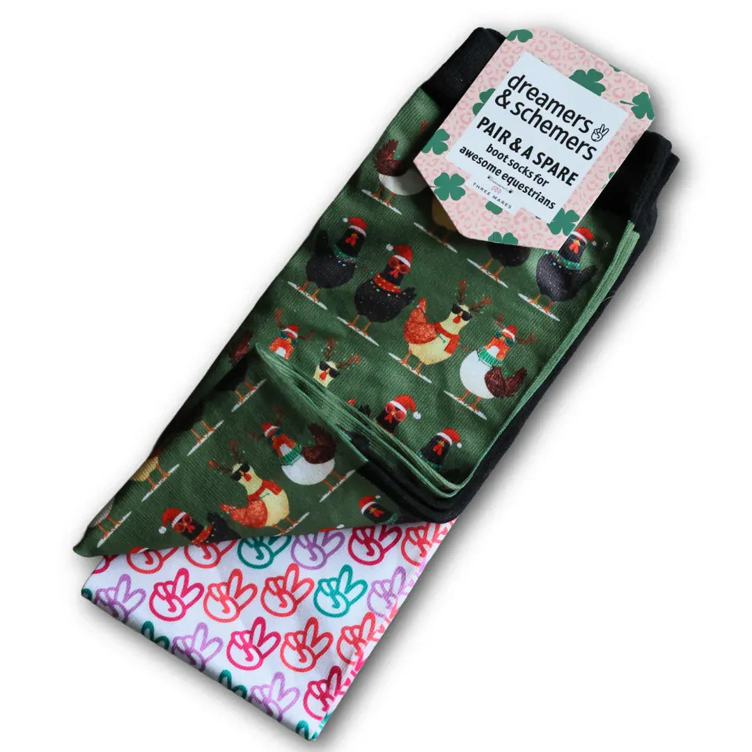 Dreamers & Schemers Cluck-Mas Pair & A Spare Boot Socks