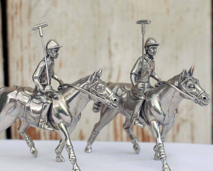 Vagabond House - Pewter Polo Player Salt & Pepper Set - Exceptional Equestrian 