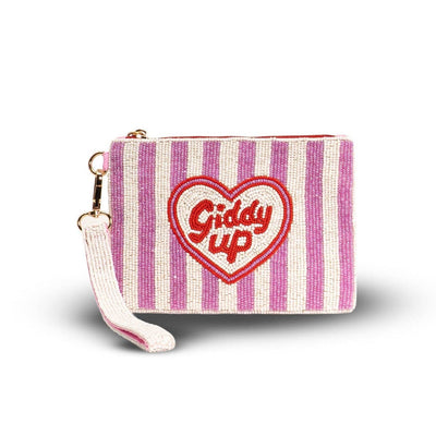 Tucker Tweed Equestrian - Giddy Up Heart Medium Beaded Pouch