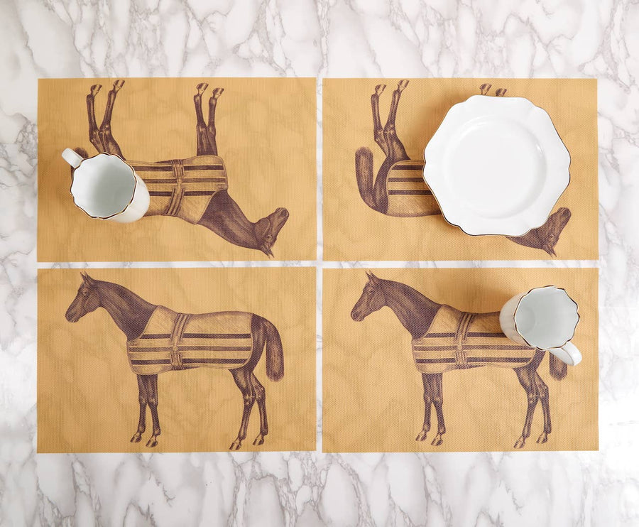 THOMASPAUL - Equestrian Vintage Woven Vinyl Placemats – Set of 4
