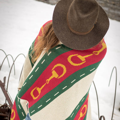 In2Green - Equestrian Striped Horse Bit Throw Blanket - Exceptional Equestrian