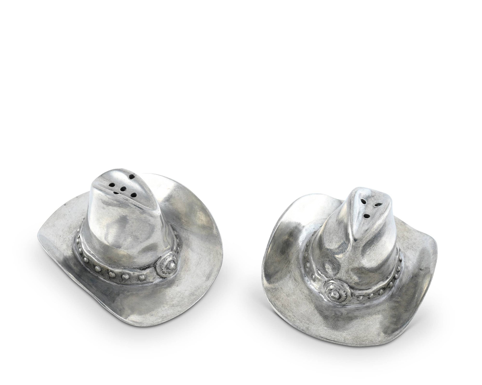 Vagabond House - Pewter Cowboy Hat Salt & Pepper Set - Exceptional Equestrian