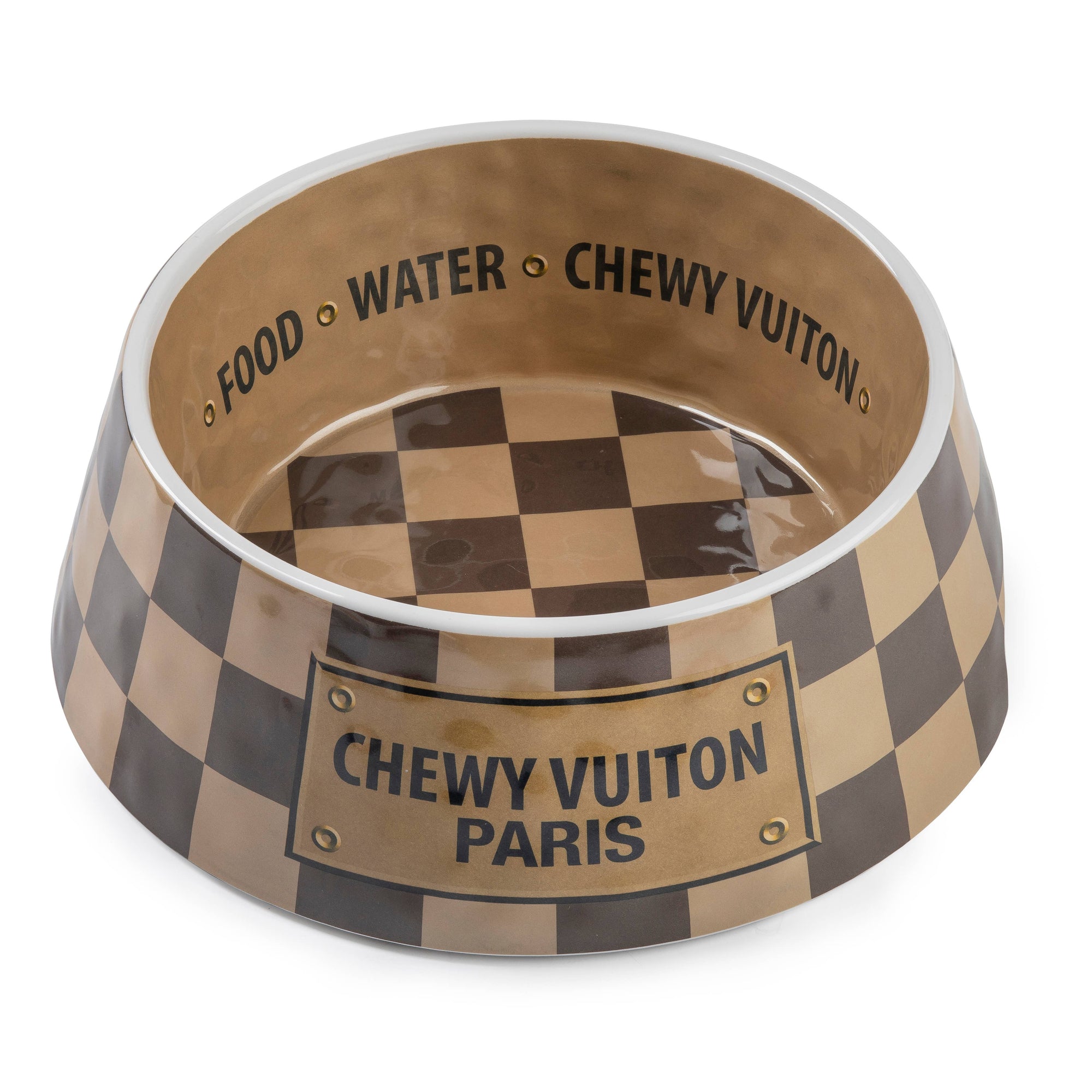 Haute Diggity Dog - Checker Chewy Vuiton Bowl - 3 Sizes!! Dog Bowls - Exceptional Equestrian
