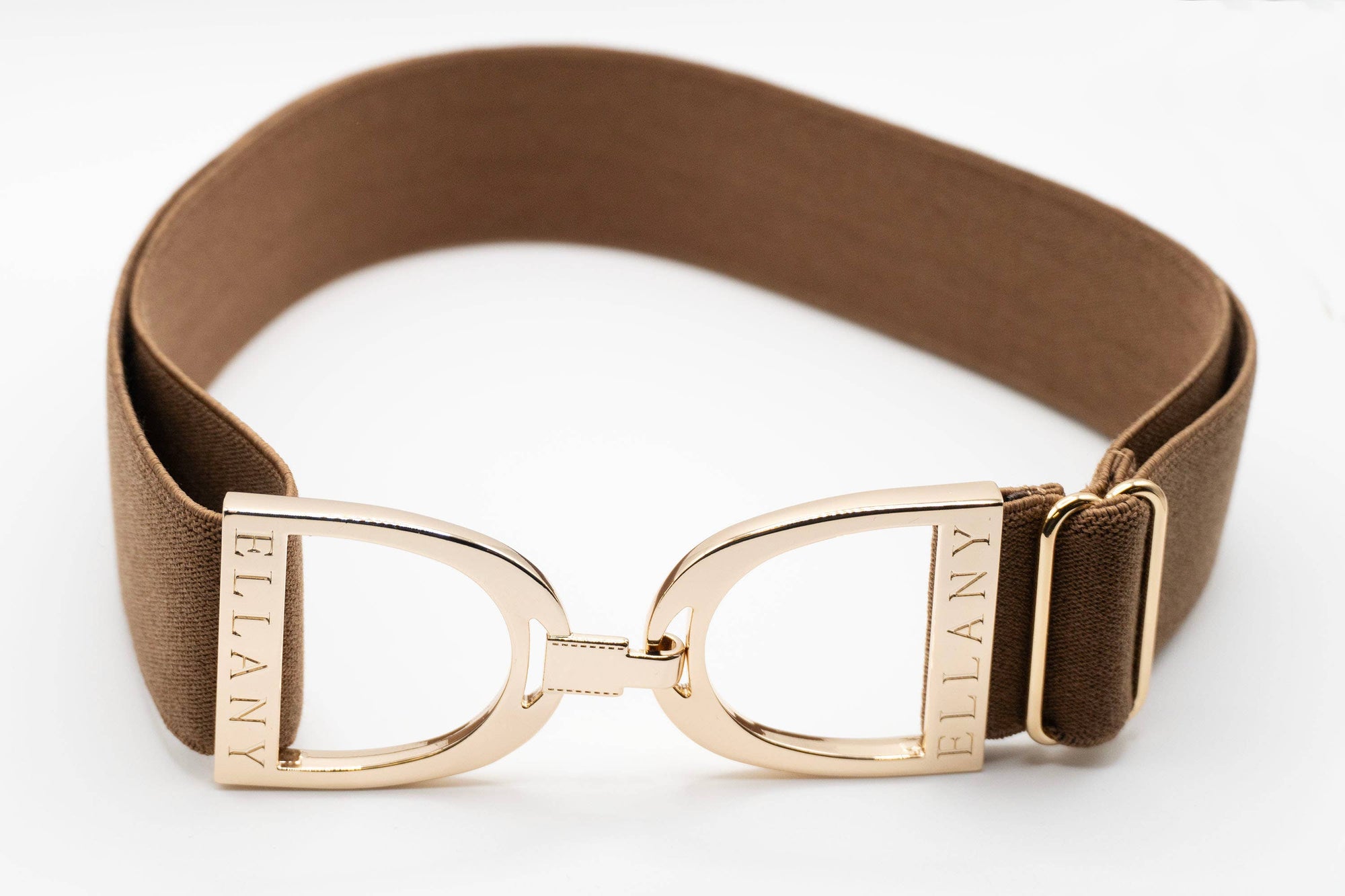 Huston x Ellany - Toffee - 1.5" Gold Stirrup Elastic Belt